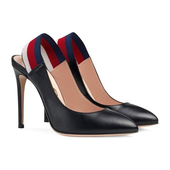 Gucci Sylvie Leather Slingback Pumps in Black NEW IN BOX WITH SHOE BAG - Picture 4 of 8